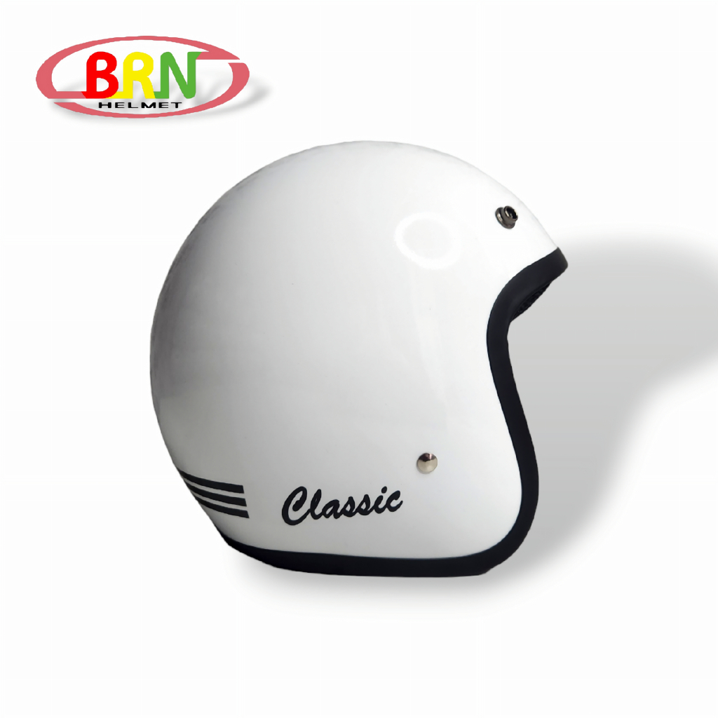 Helm BOGO Pria dan Wanita Helm Classic Helm Murah Helm Retro White Gloss ( Tanpa Kaca )