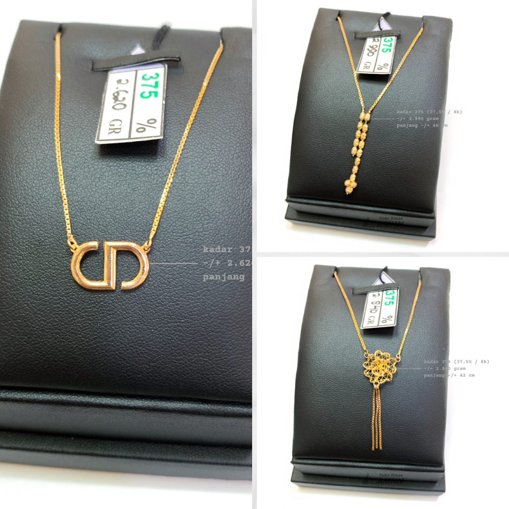 Toko Emas Amiin Kalung Emas Asli Kadar 375 (37,5% / 8K) 2 Gram - Italy Santa Variasi Botor Merican C