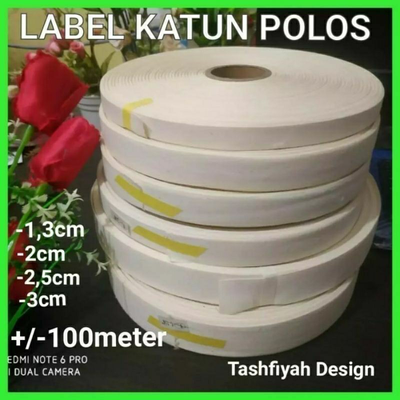 

Label Katun 2cm Pita Polos Lipat Premium Crem Halus Lembut 100 yard