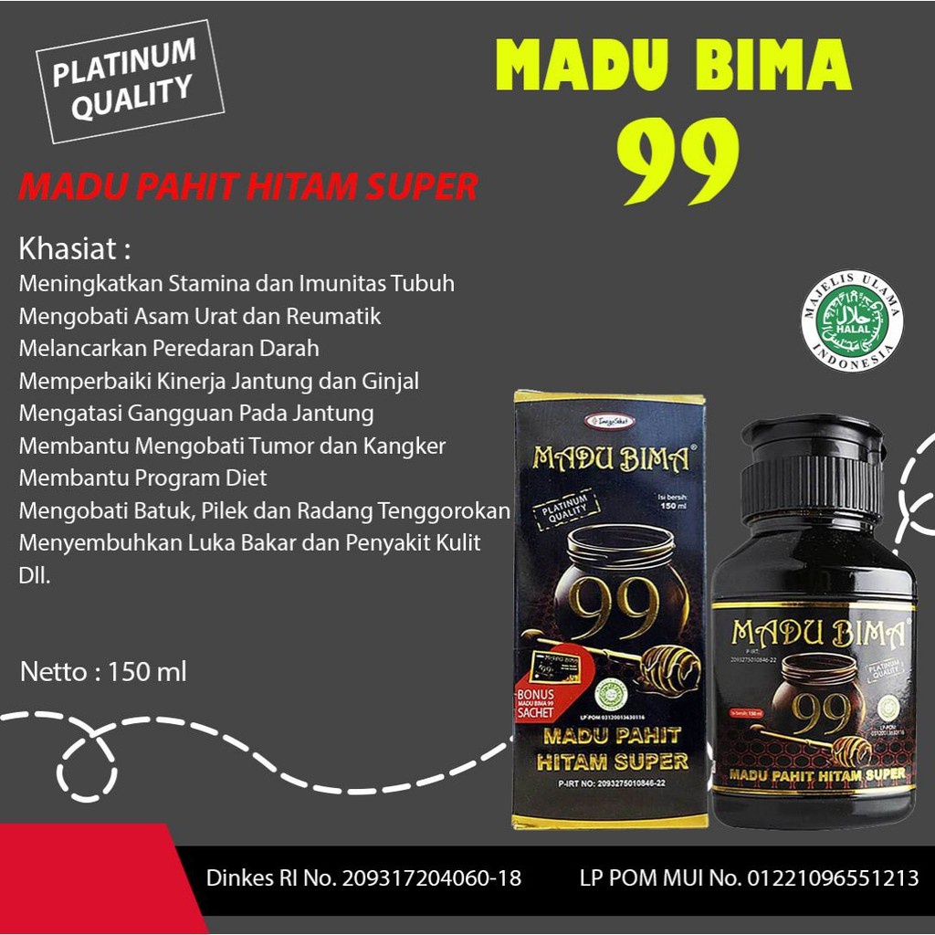 

Bny31 Madu Bima 99 Madu Pahit Hitam Super 150 Ml