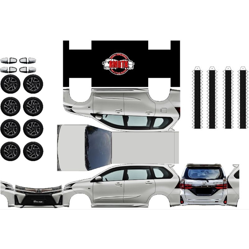 Lembaran Pola Miniatur mobil Avanza Veloz A3+