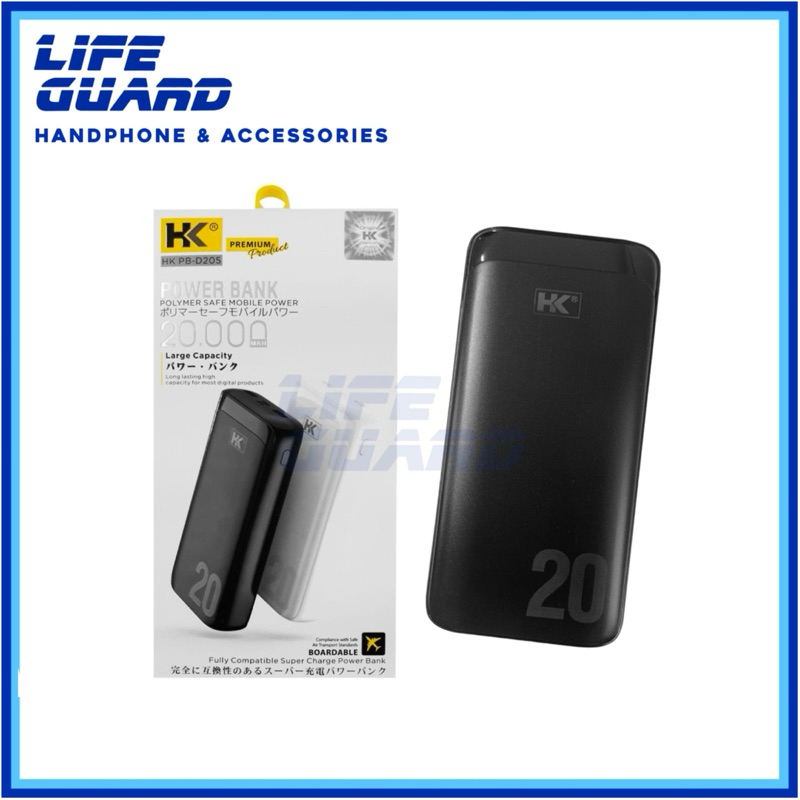 POWER BANK HK D205 20.000MAH 2USB DENGAN INDICATOR LAMPU ORIGINAL HK