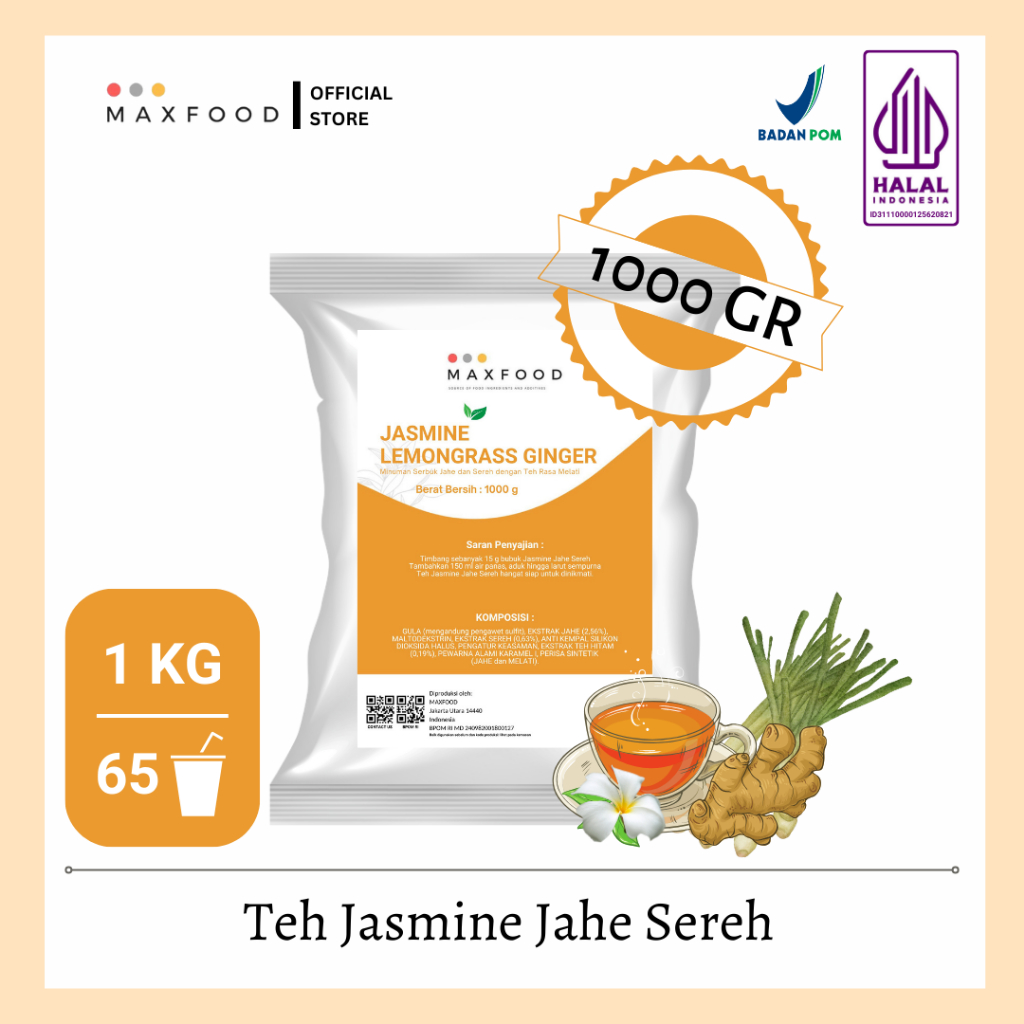 

MAXFOOD - JASMINE GINGER LEMONGRASS/BUBUK MINUMAN JASMINE JAHE SEREH 1KG