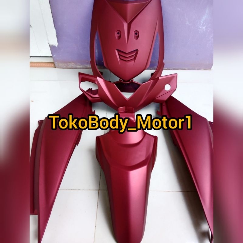 cover full body halus motor Honda beat karbu warna merah maroon doff tahun 2008-2009/2010-2012