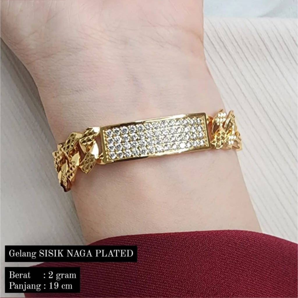 Gelang Dewasa Sisik Naga Plated 2 Gram Emas Muda