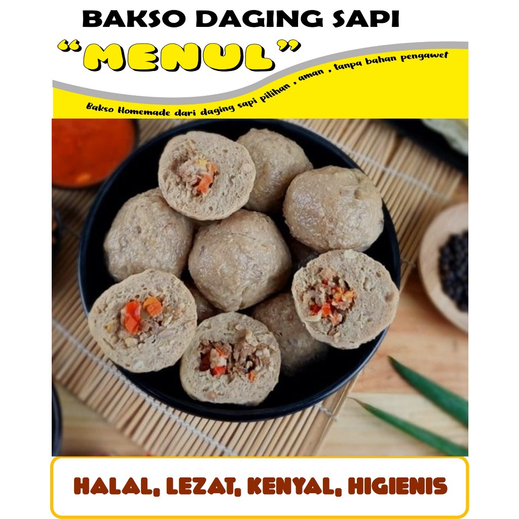 

Bakso Isi Daging Cincang Pedas Bakso Daging Sapi MENUL Halal + Bumbu Kuah