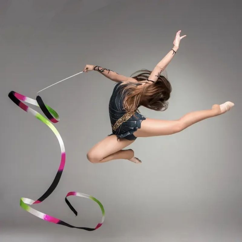 TERMURAH Tongkat 2 M Twirling Satin dan Tongkat Twirl Aksesoris Tari Balet Ballet Senam Ritmik Gymna