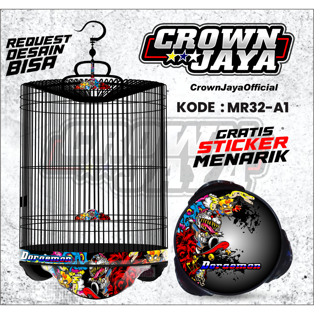 Sticker Tebok Kacer Murai - Sticker Sangkar EBOD ORIQ RADJA - Stiker Kandang Burung Bulat - KODE MR