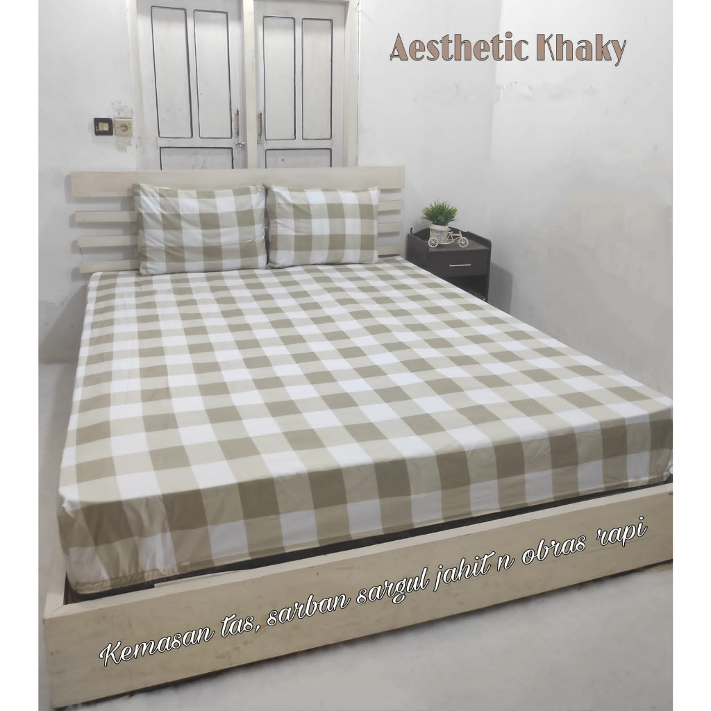 SPREI SET MOTIF AESTHETIC KAKHI, PINK, MILKY BLUE, QINTAN BROWN, QINTAN GREY, GREY SQUARE, NEW BLACK
