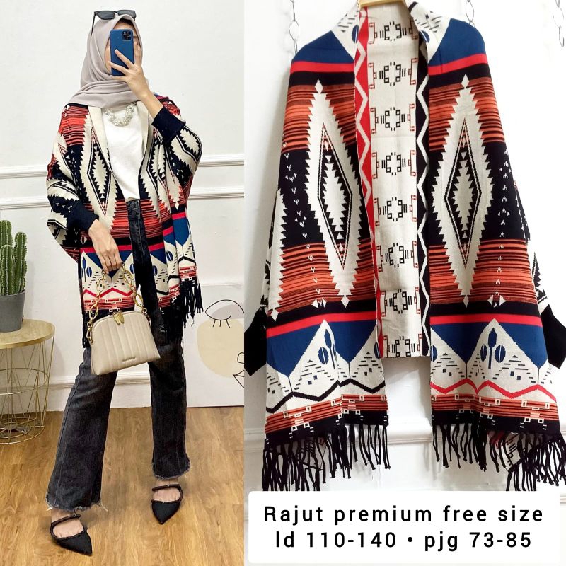 Batwing outer etnik rajut premium