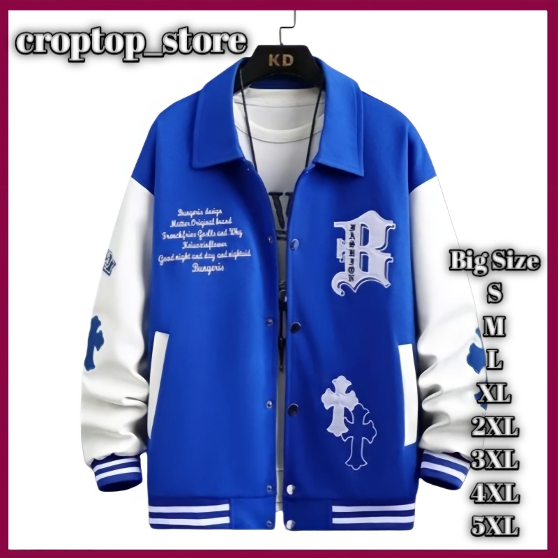 Bigsize varsity long sleeve wanita jumbo leher kerah 2xl 3xl 4xl 5xl 6xl jacket baseball bigsize kek