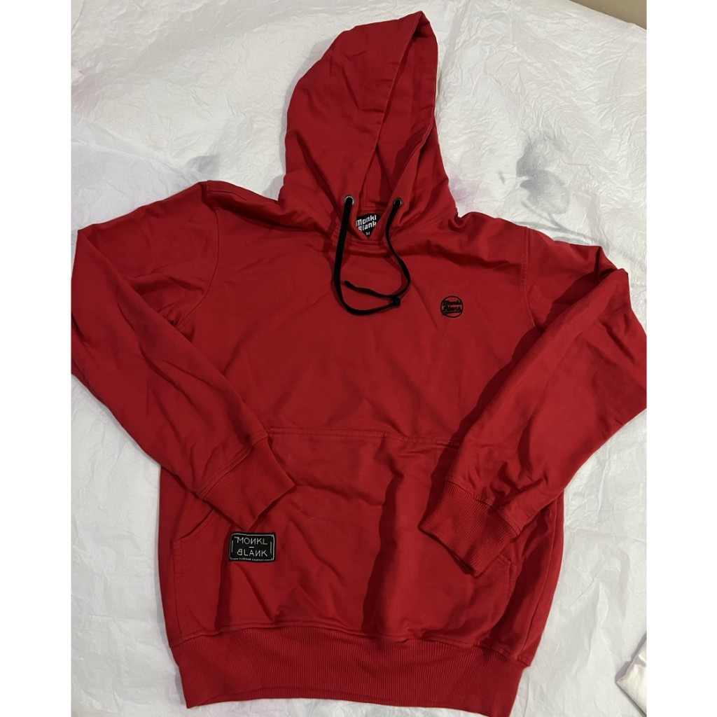 PRELOVED HOODIE MONKL BLANK UNISEX PRIA WANITA WARNA MERAH SIZE M