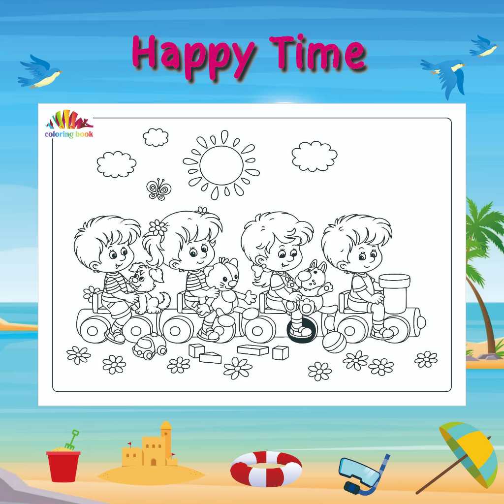 

KERTAS MEWARNAI / COLORING / KERTAS GAMBAR / HAPPY TIME B / KERTAS MEWARNAI ANAK PAUD TK SD / A4 - A5