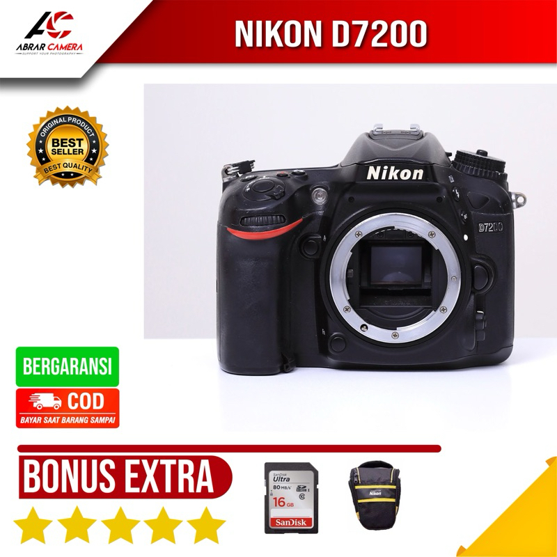 Kamera DSLR Nikon D7200 WIfi BO Body Only Bekas Second