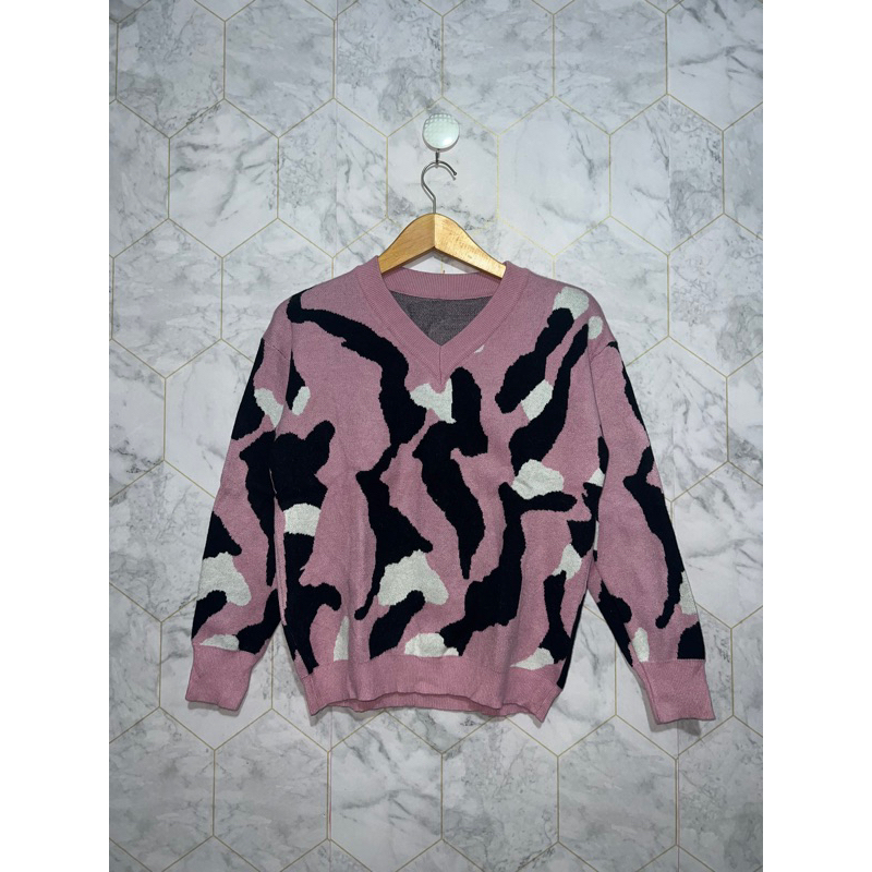 rajut knitwear leopard pink