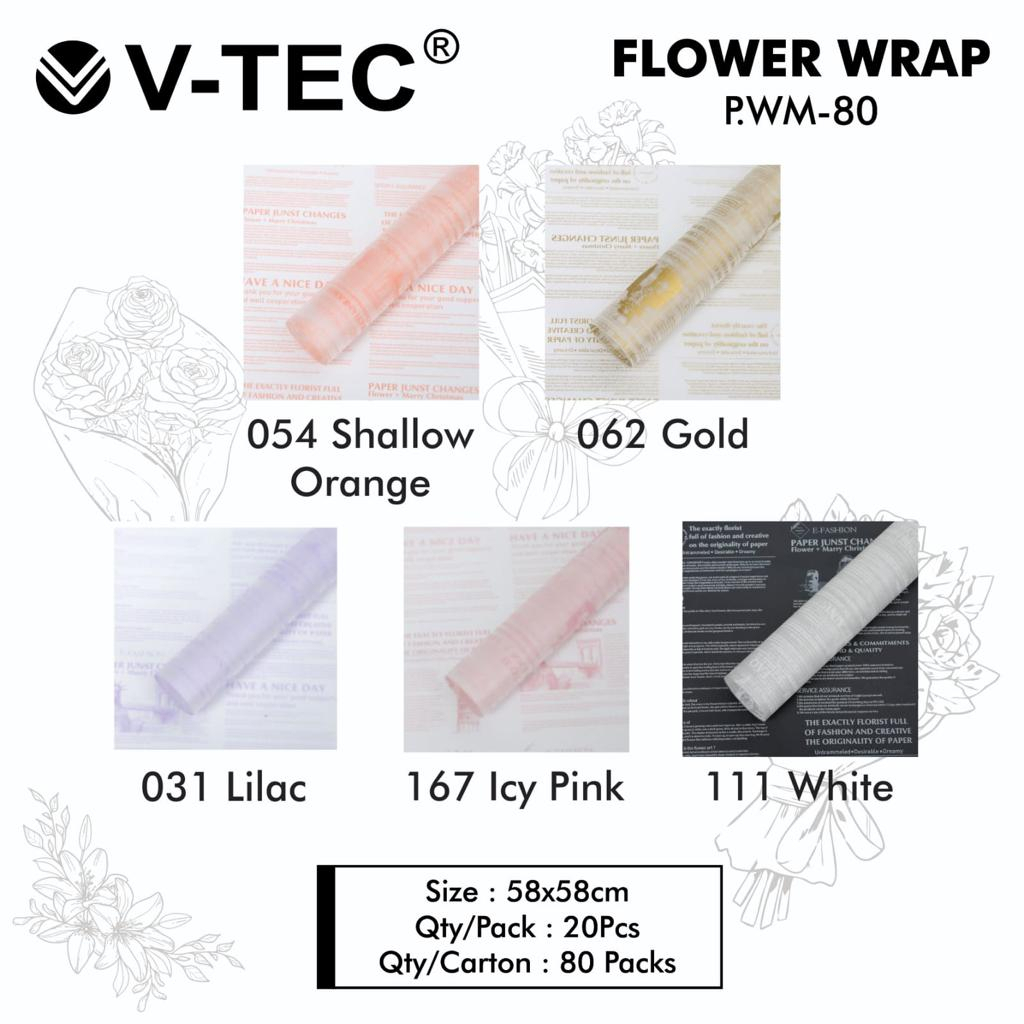 

V Tec Flower Wrap Newspaper Transparant OPP List Cellophane isi 20 lembar (60 X 60 CM) Type P. WM-80 - Kertas Buket Bunga Motif Koran Transparan Flower Wrapping Paper
