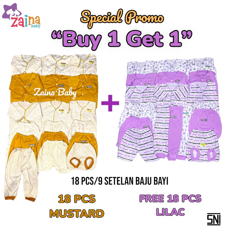 Paket Hemat Baju Bayi 18PCS Seri Mustard Free 18PCS Pilihan Warna