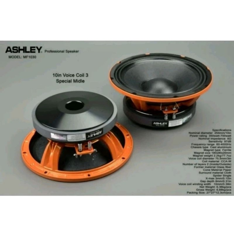 Speaker Component Ashley MF1030 Original 10 inch Special Mid