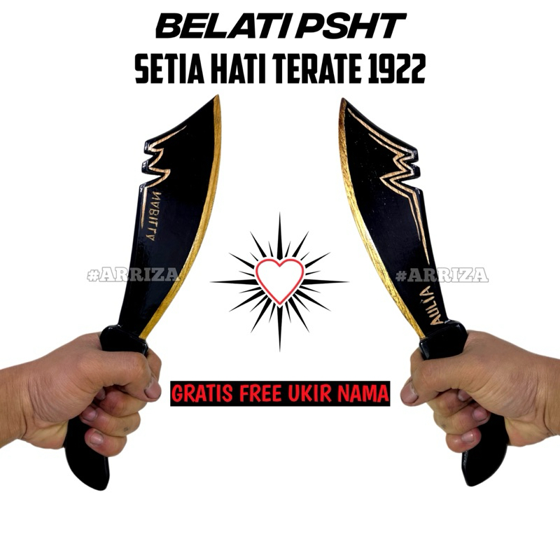 Belati PSHT Setia Hati Terate Kayu Jati Asli Kuat / Belati Untuk Kripen / Belati Kayu Jati / Belati 