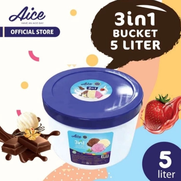 

XDCQ5222 77 ICE CREAM AICE 5 LITER 3 RASA COKELAT STRAWBERRY DAN VANILLA