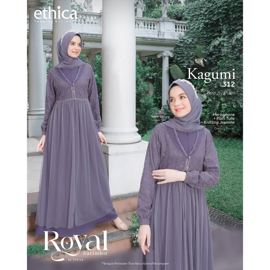 Couple gamis ibu anak KAGUMI 312 BEAUTY PLUM/ KAGUMI KIDS 162 (ETHICA RUMAH FAIQA)