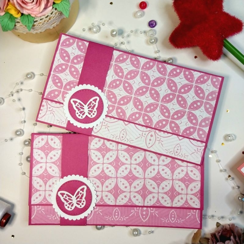 

Amplop uang Batik Pink handmade die cut gift lebaran angpau wedding