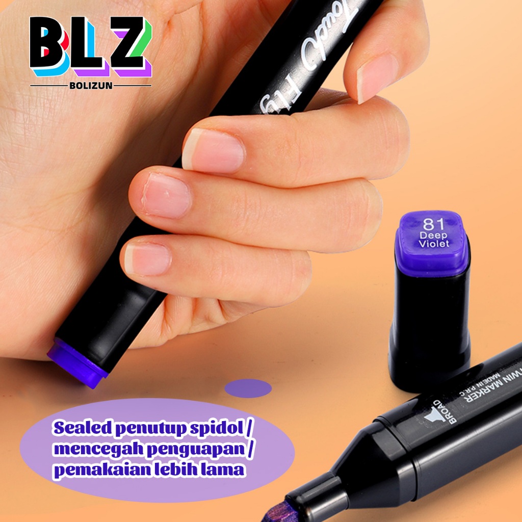 

D3W! BOLIZUN 2 in 1 Spidol dan Stabilo Touch Isi 24/36/48/60/80 Warna Dual Side Fine Art Brush Pen