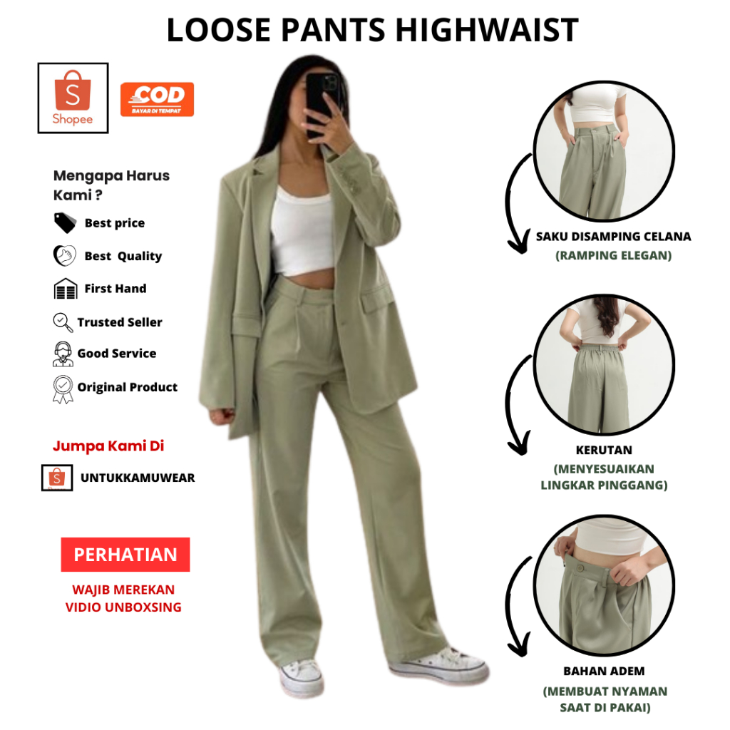 Celana Kerja Wanita Highwaist | Celana Kerja Wanita Dewasa | Celana Kerja Wanita Kantor | Celana Ker