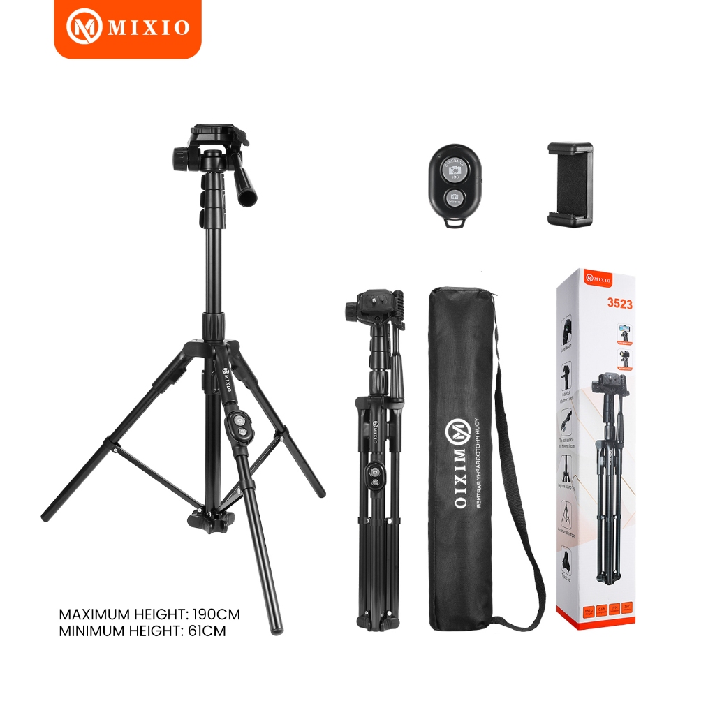 MIXIO 3523 195CM PREMIUM Tripod Kamera +Bluetooth Remote+Bag Profesional /for Photography Kamera cel