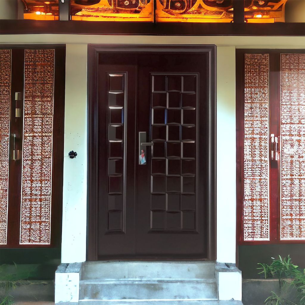 Pintu Utama Ruangan Coklat Full set Kusen + Handle  / Pintu Utama / Pintu Ibu Anak Ruang Utama / Pin