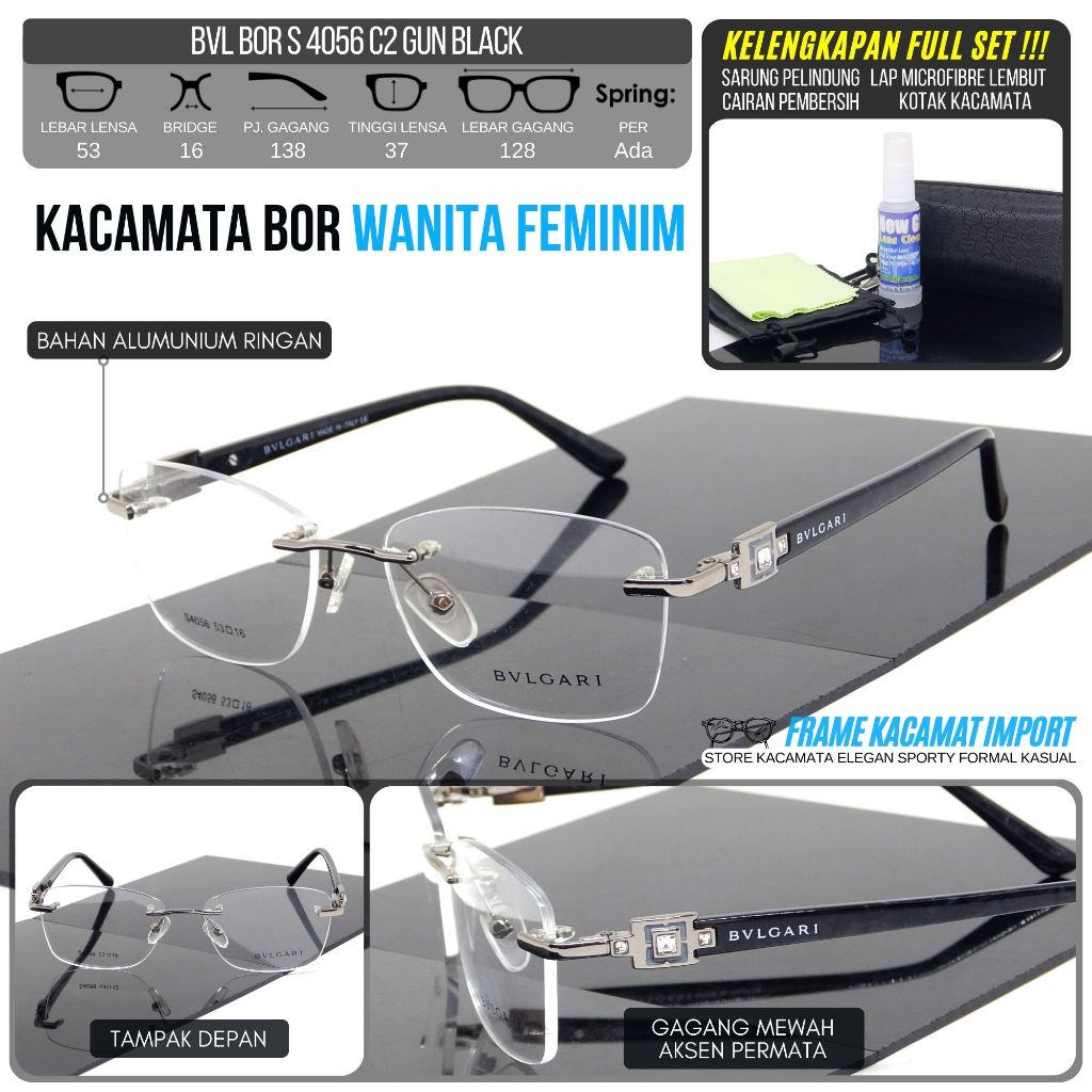 Kacamata Bor Wanita Kacamata Frameless Ibu Ibu