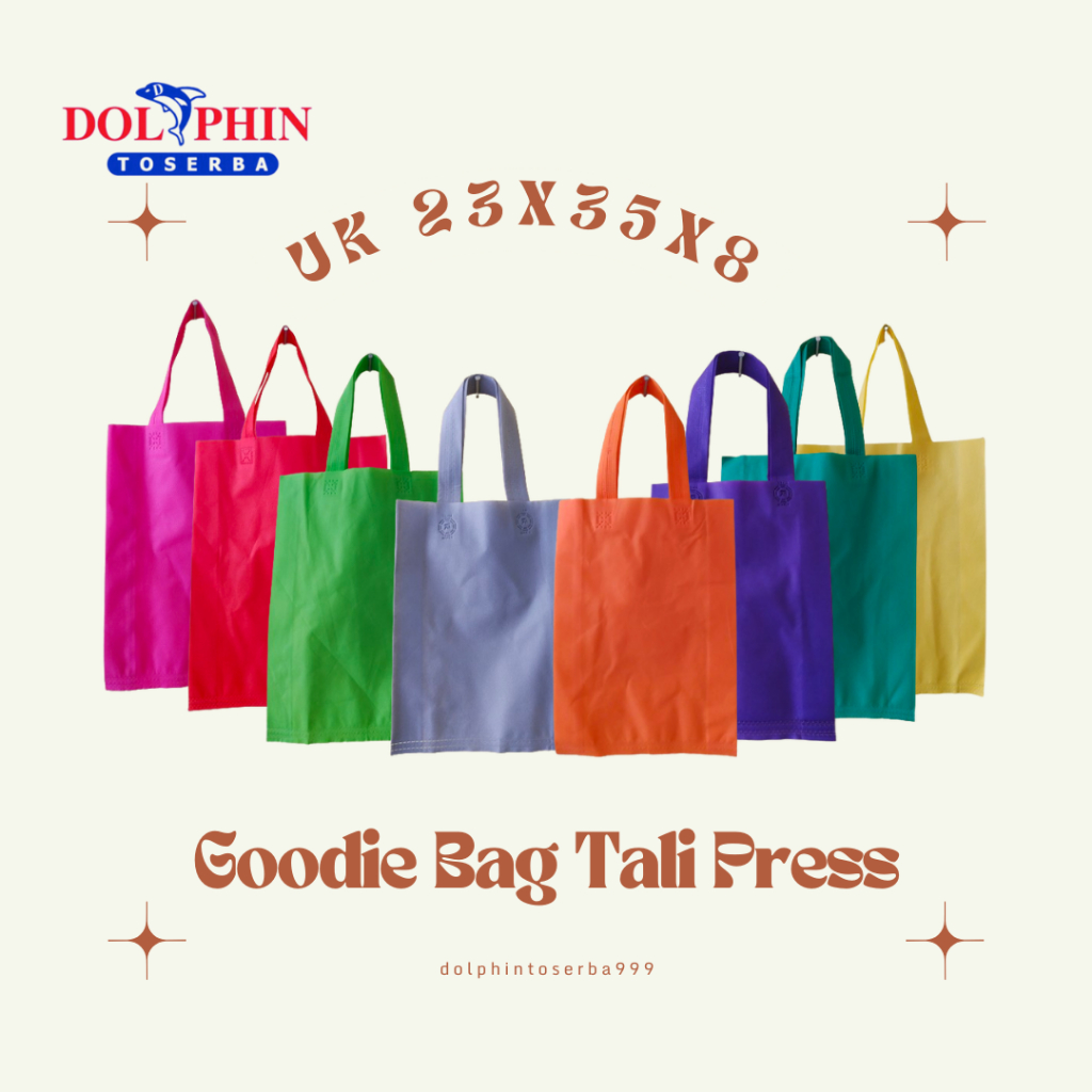 

Goodie Bag Tali Press uk 25x35x8/ tas spunbond POLOS ECONOMIS (harga per pcs)