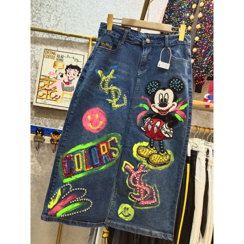 SALE SKIRT JEANS Import Mickey Series / Rok Jeans / Rok Jeans Kekinian