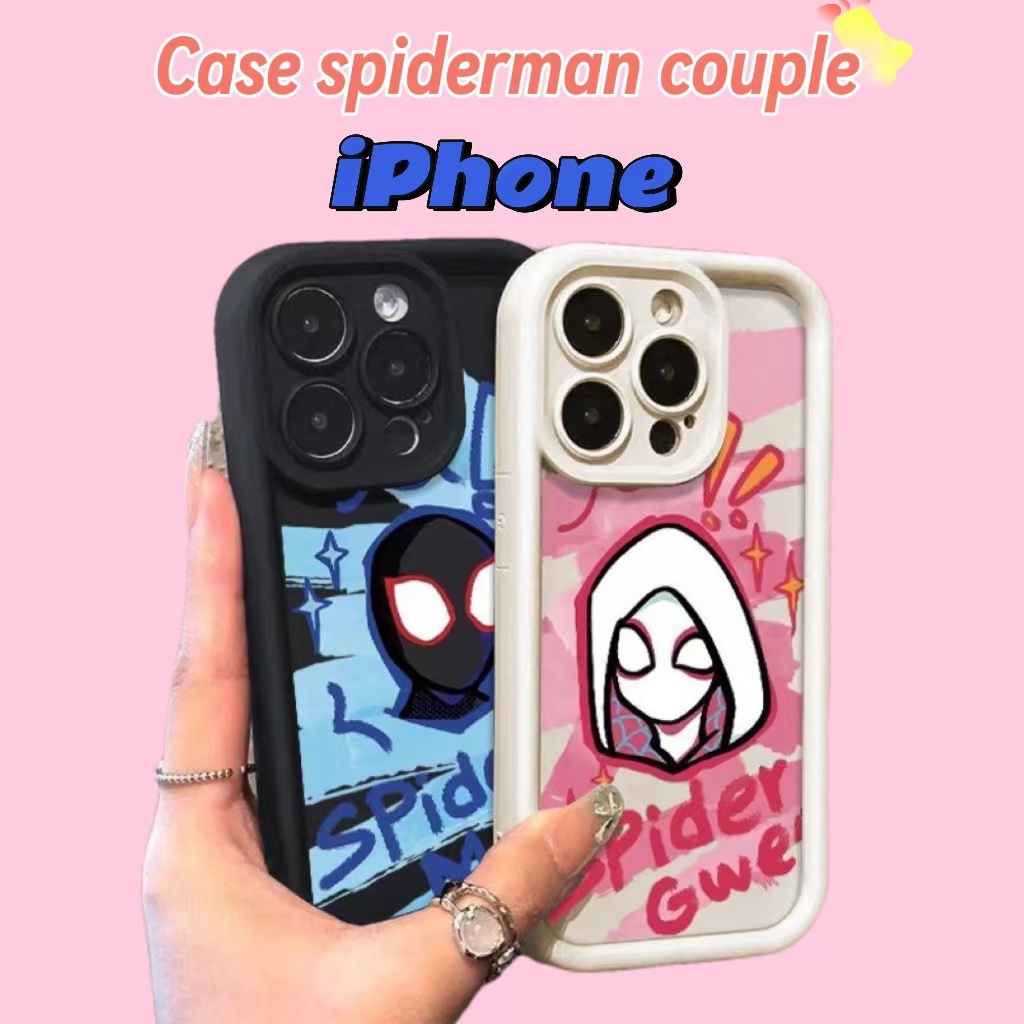 【case spiderman Couple iPhone】Casing Hp iPhone 11 12 Mini 15 14 13 Plus Pro Max 8 7 Plus SE2 SE3 6 6