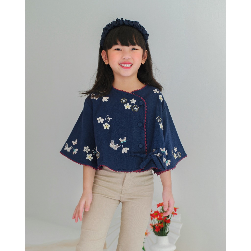 RUI BLOUSE | Atasan Anak | Atasan Crinkle Anak | Blouse Bordir Anak | Top Anak Perempuan