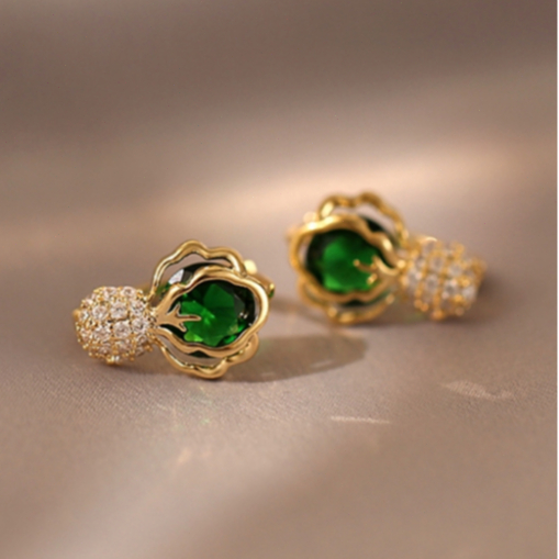 YZ6 Anting Moissanite hijau zamrud Berlian Anting GRA Sertifikat Anting Perak Puitih Anting titanium