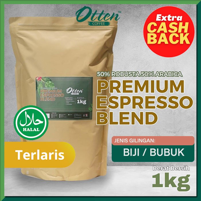 

Premium Espresso Blend 1kg Biji Bubuk Kopi Arabica Robusta Otten Coffee - Commercial Blend