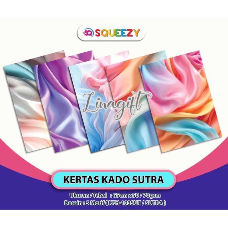 

( 5 Lembar ) RAINBOW SQ - KERTAS KADO DOFF / GIFT WRAPPING PAPER WARNA WARNI GRADASI EUSTHATIC SUTRA