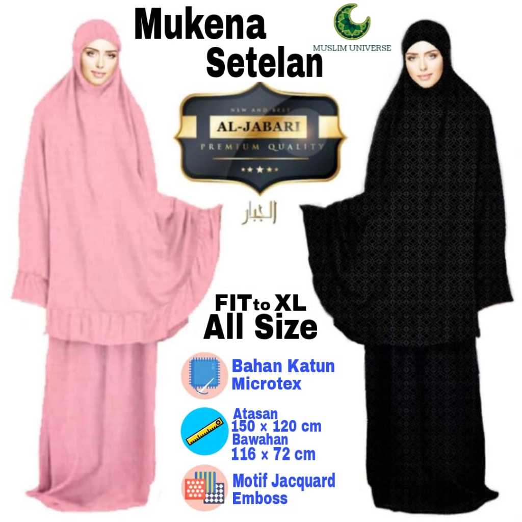 Mukena Al Jabari Mukena Setelan Dewasa Mukena Halus Rukuh Katun Halus Mukena Polos Jacquard Rukuh Ta
