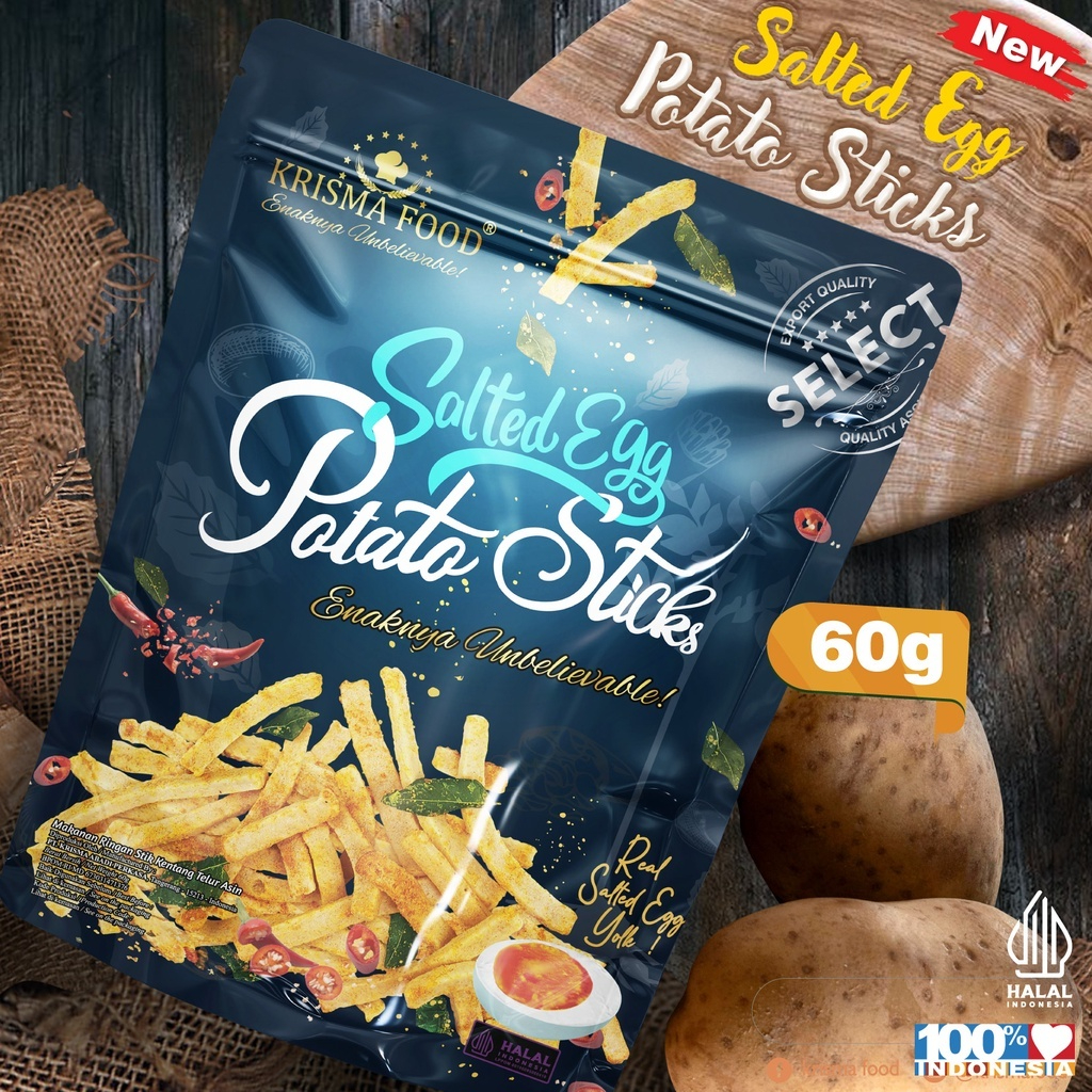 Lupiskeju Salted Egg Fish Skin / Salted Egg Potato Stick / Salted Egg Potato Chips Krisma Food