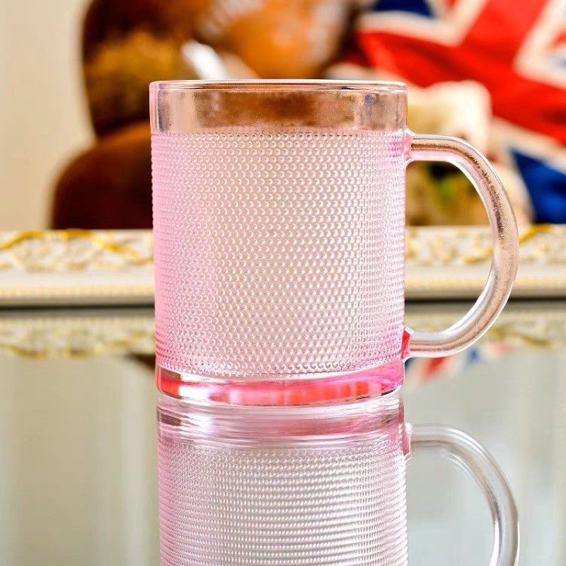 Gelas Kaca 6 Set Warna Warni Glassware Gagang Manik Pelangi / Gelas Kaca Tebal Set Warna