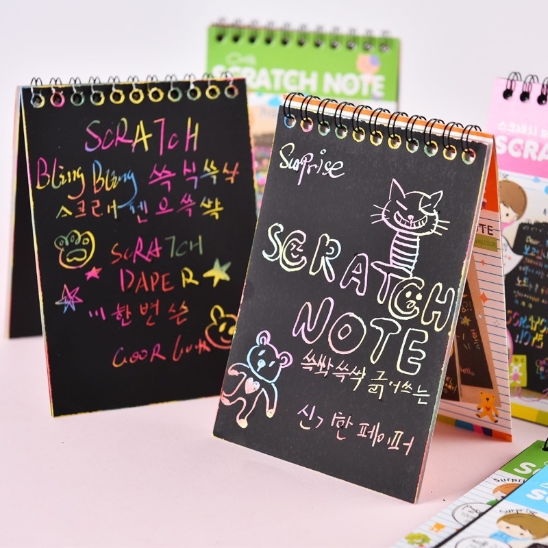 

APEN Buku Sketsa Warna-warni Scratch Book Grafiti Kertas Tulis Gores Gambar DIY Sscratch Paper Note Black Cardboard Mini Hadiah
