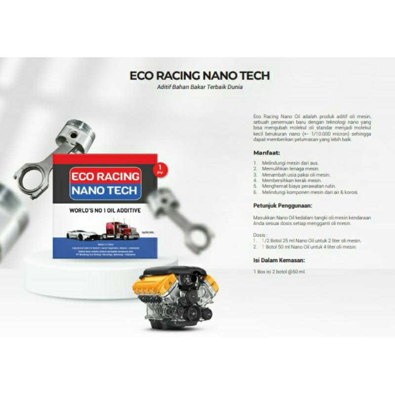 Eco Racing Nano Tech Oil,Aditif Bahan Bakar Terbaik Dunia