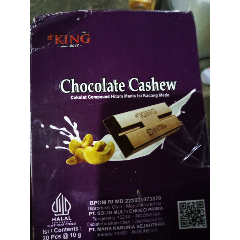 

chocolate cashew 20pes 10g penyok dus