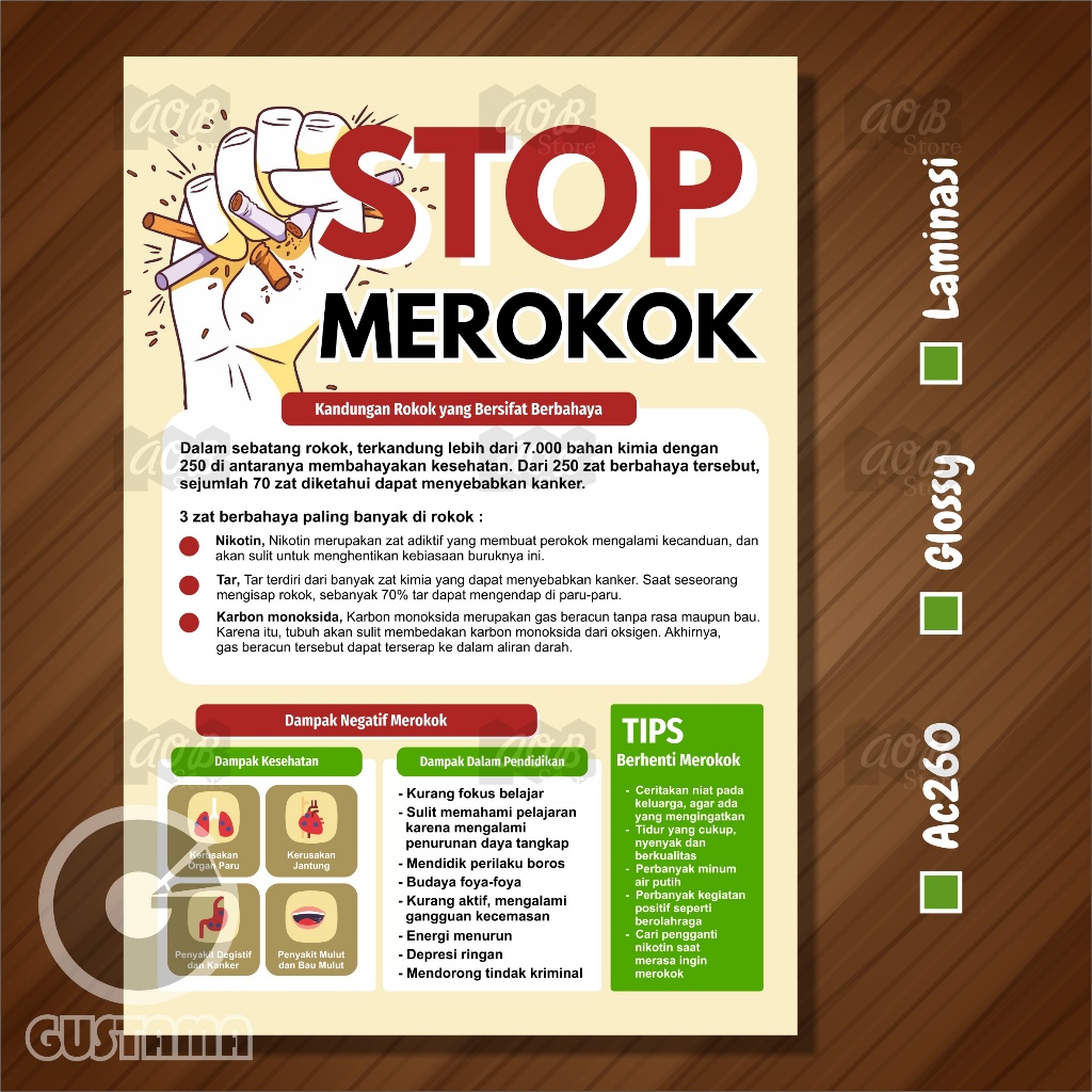 

Poster Stop Merokok, Poster Edukasi Laminasi A3