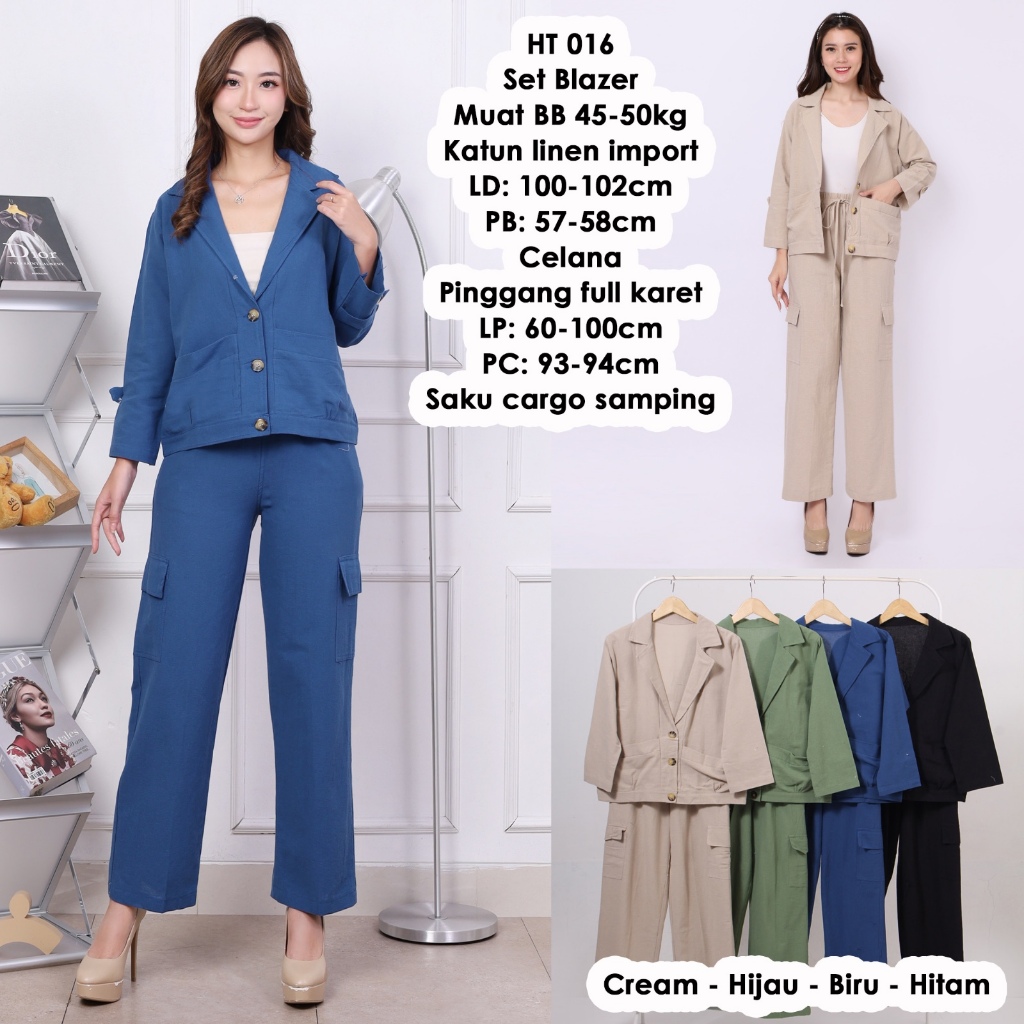 STELAN SET BLAZER CARGO WANITA / STELAN WANITA KEKINIAN / BLAZER KEKINIAN / ONE SET BLAZER + CELANA 