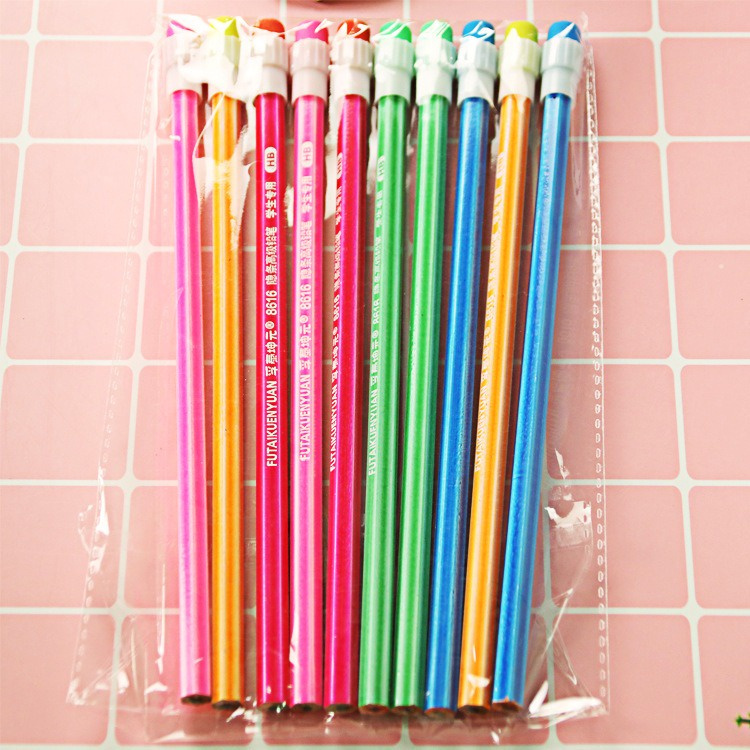 

10pcs Pensil Pencil Penghapus HB Warna Warni Set