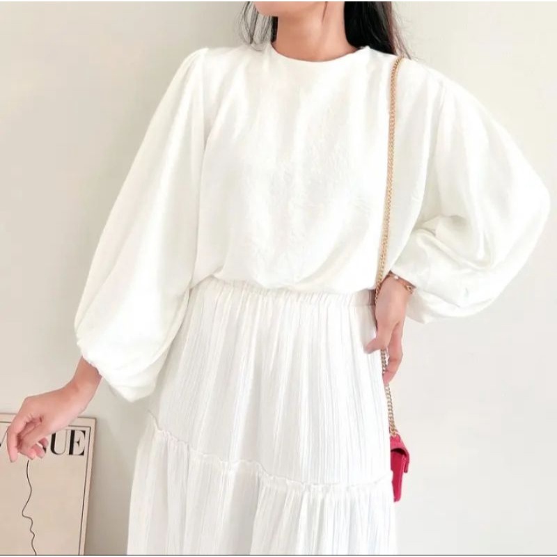 Baju Wanita tunik crinkle terbaru tangan balon atasan wanita jumbo