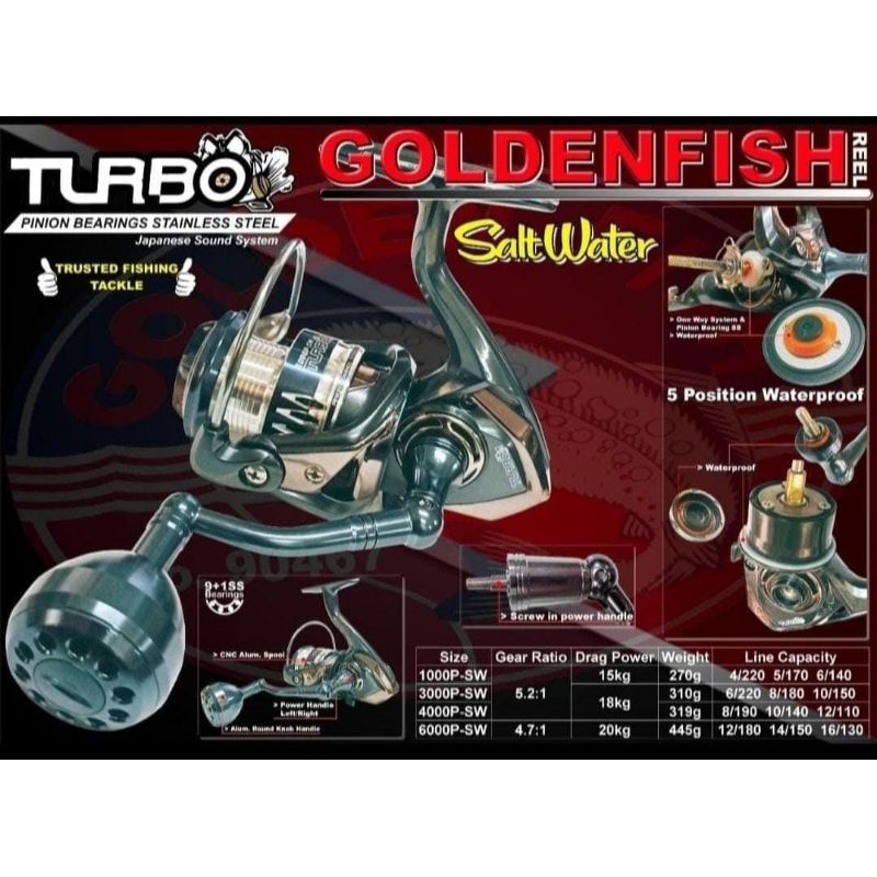 Reel golden fish turbo 1000 - 6000 Power Handle