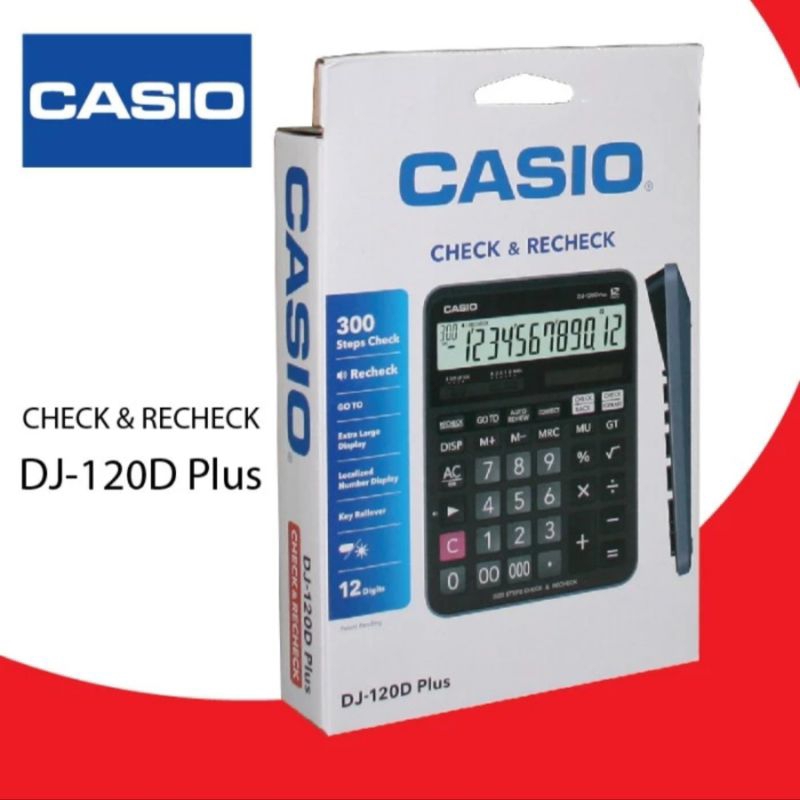 

KALKULATOR CASIO DJ 120D PLUS ORIGINAL 100% MERK CASIO BISA CHECK AND CORECT 12 DIGIT